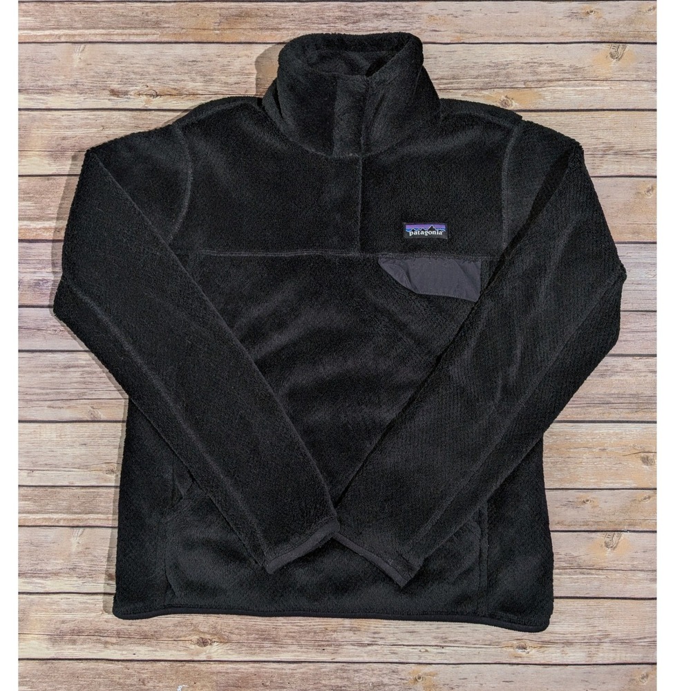 Patagonia Re-Tool Snap T Fleece Pullover Womens M Black Polartec 25442